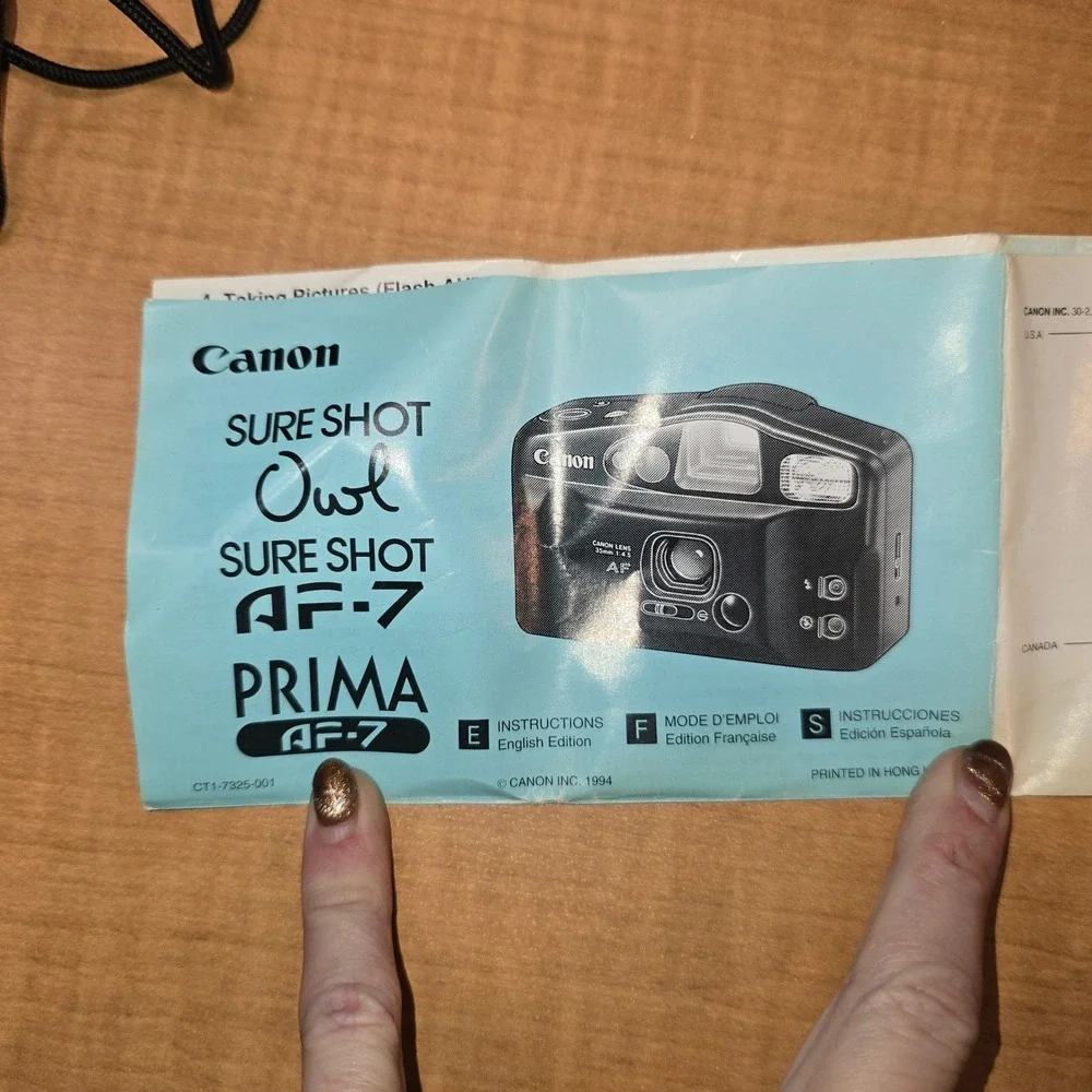 Canon Sure Shot Owl Camera AF-7‎ 35mm 1:4.5 WITH FILM - FOR PARTS